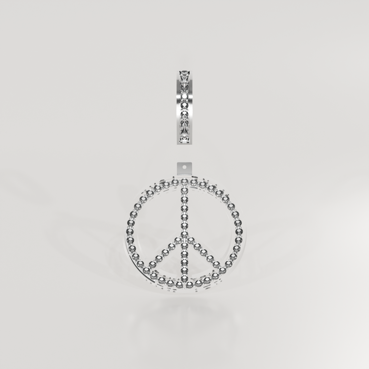 14K Gold Diamond Peace Sign Pendant — Pavé Charm, white front
