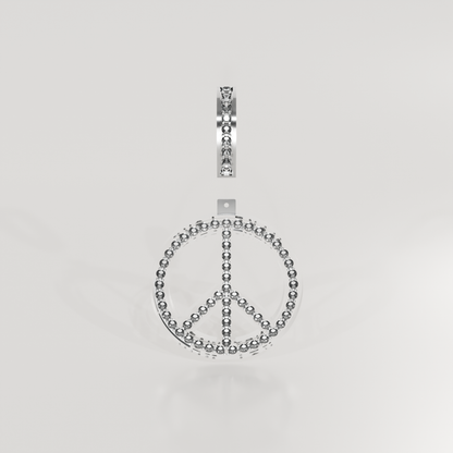 14K Gold Diamond Peace Sign Pendant — Pavé Charm, white front