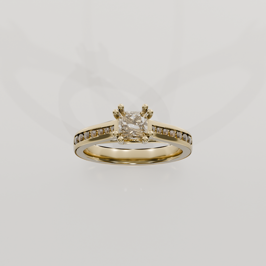 Princess-Cut Diamond Engagement Ring — Channel Shoulders · 14K Gold, yellow hero