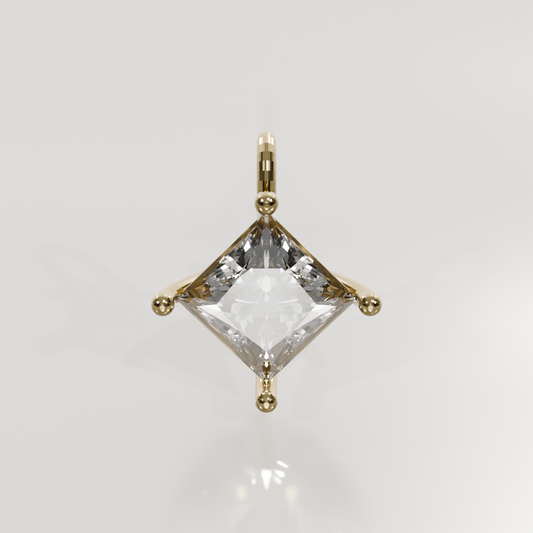 Princess-Cut Diamond Kite Pendant - 1.72 ct - 14K Gold, yellow front