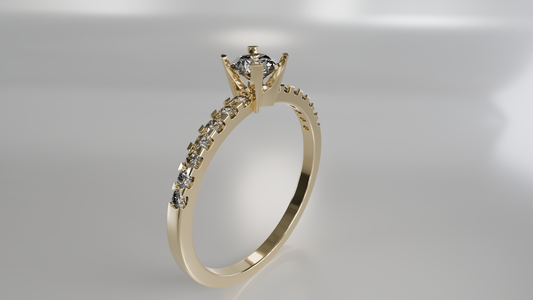 Classic Solitaire Diamond Engagement Ring with Pave Accents