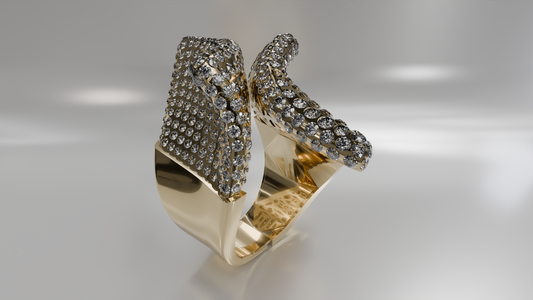 Pave Diamond Statement Ring in Gold