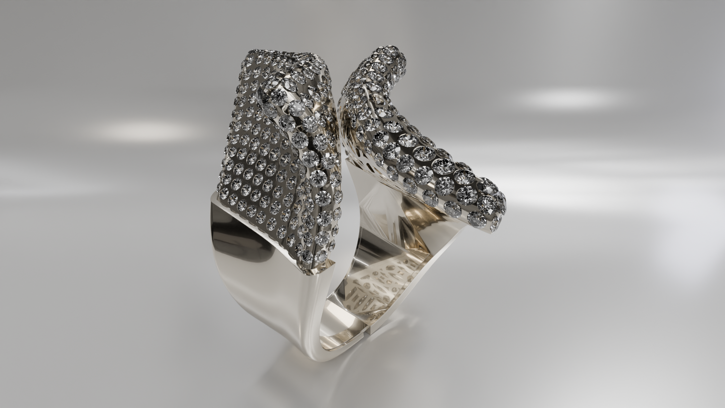 Pave Diamond Statement Ring in Gold