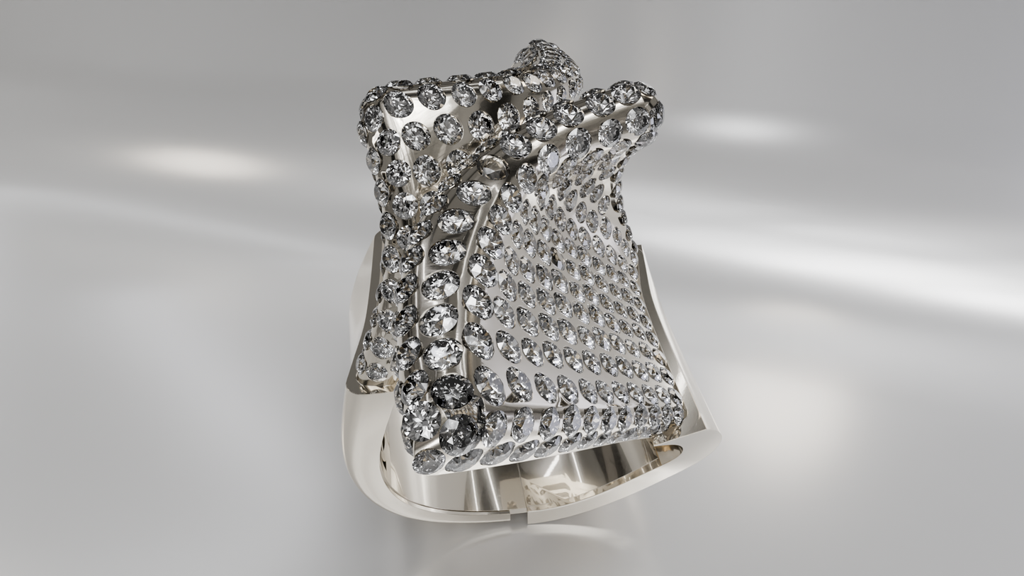 Pave Diamond Statement Ring in Gold