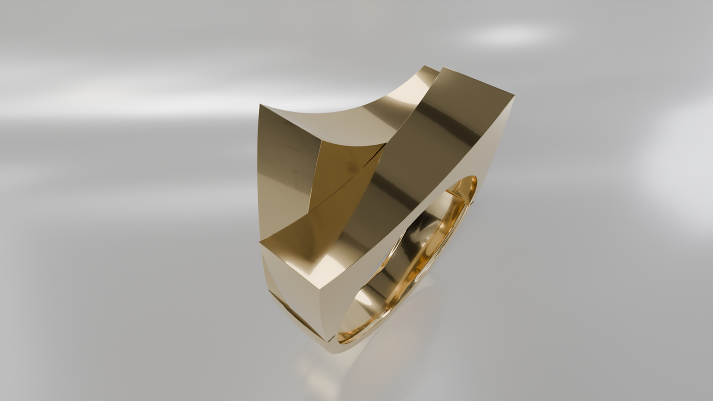 Architectural Statement Ring in Gold