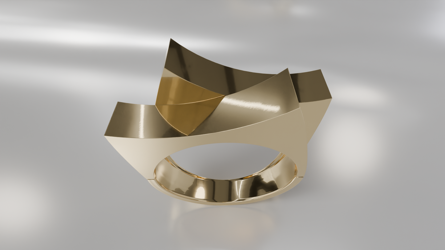 Architectural Statement Ring in Gold