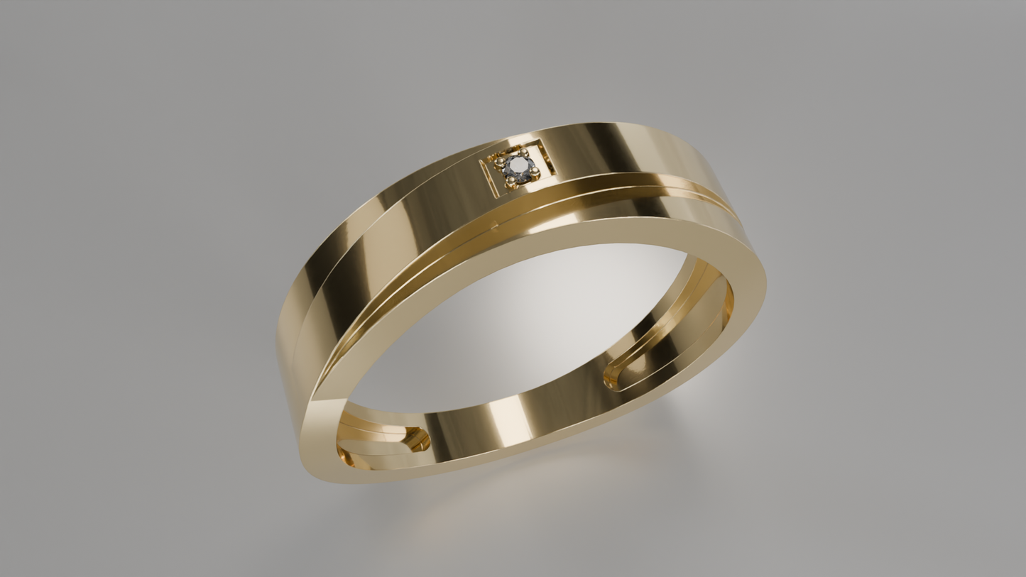 Modern Minimalist Diamond Accent Ring