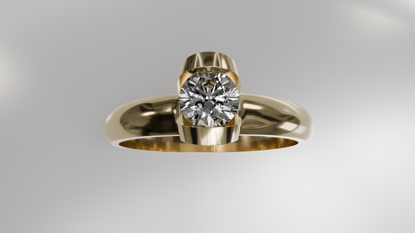 Solitaire Diamond Engagement Gold Ring