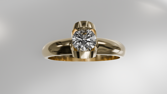 Solitaire Diamond Engagement Gold Ring