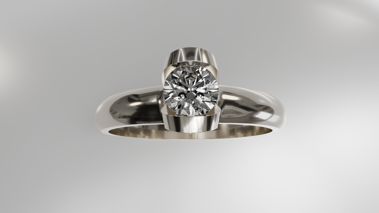 Solitaire Diamond Engagement Gold Ring