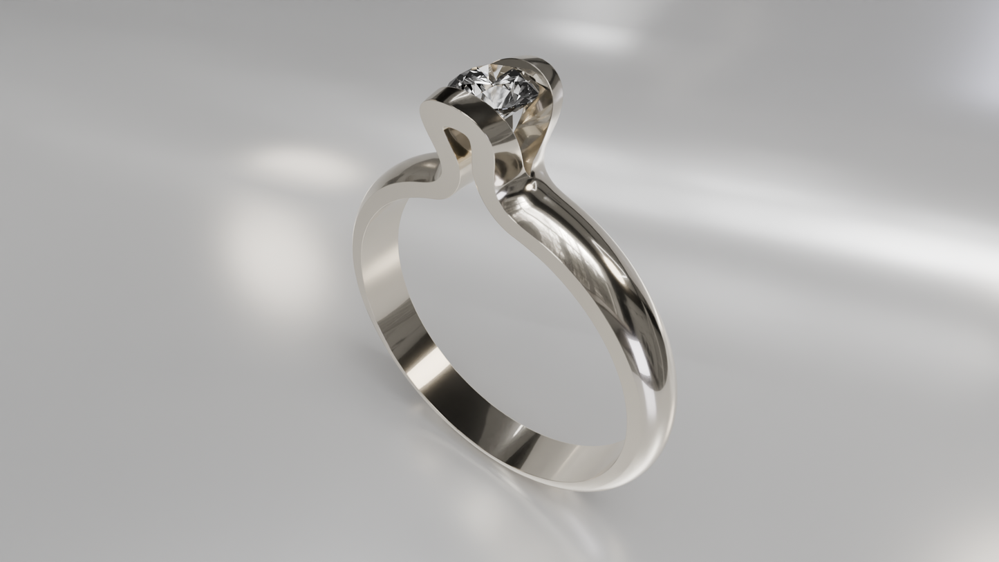 Solitaire Diamond Engagement Gold Ring