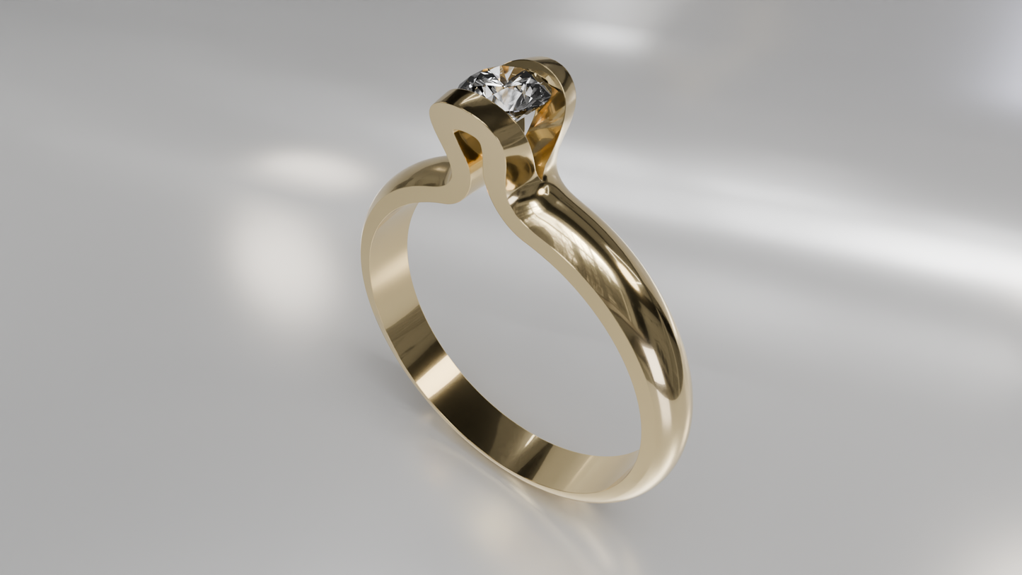 Solitaire Diamond Engagement Gold Ring