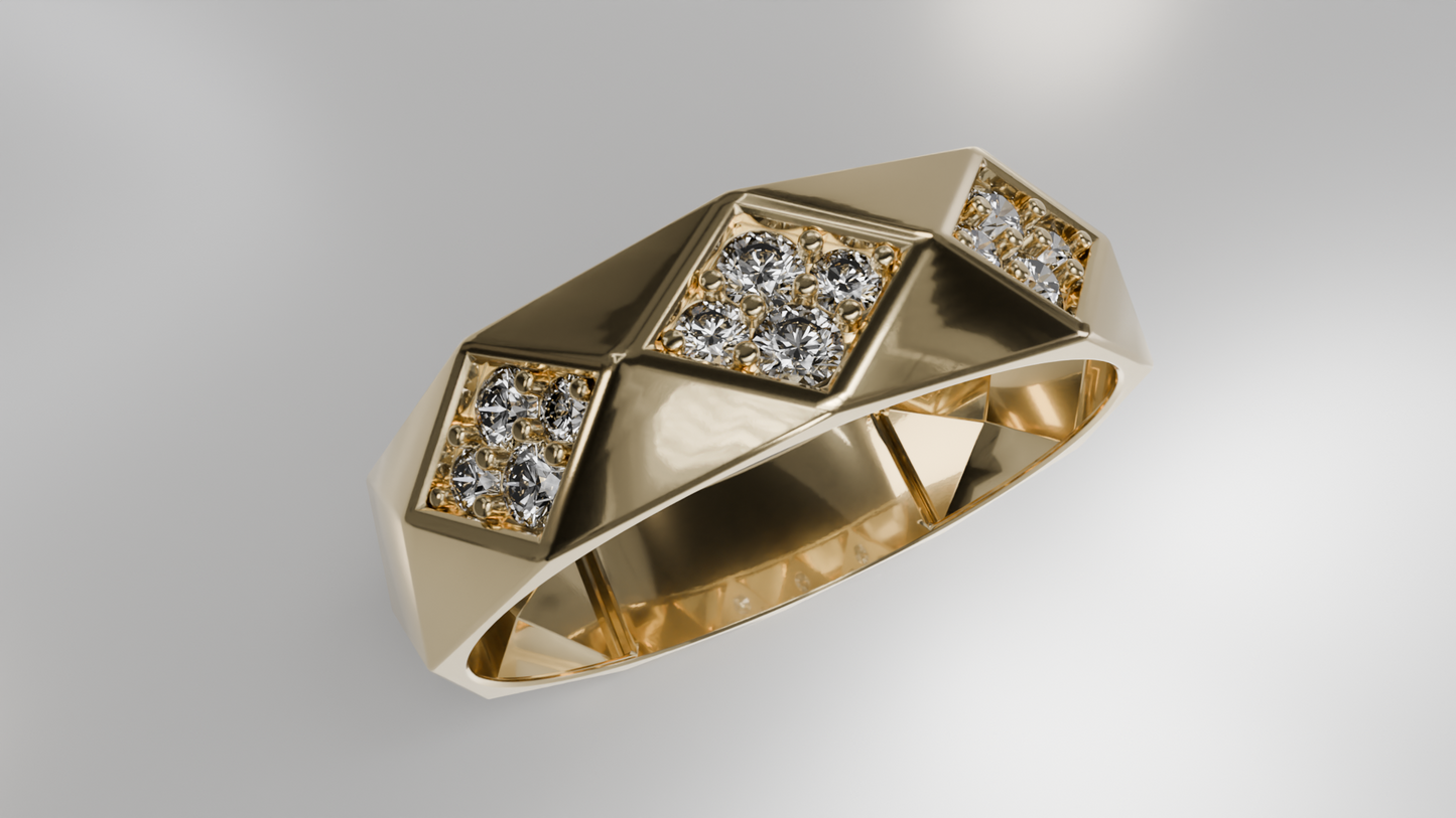 Geometric Diamond Panel Ring in Gold