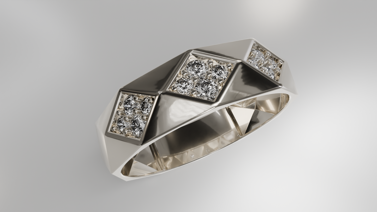 Geometric Diamond Panel Ring in Gold