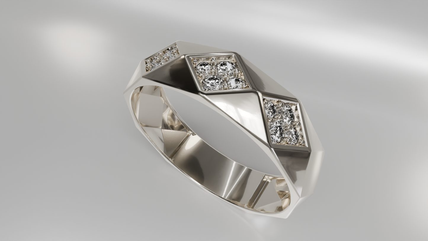 Geometric Diamond Panel Ring in Gold