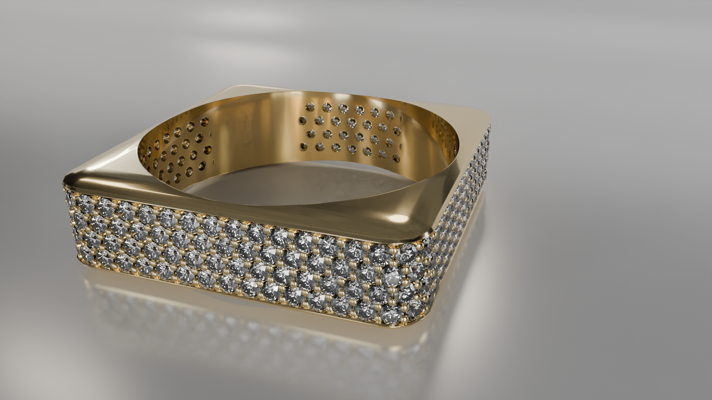 Diamond-Encrusted Square Statement Ring