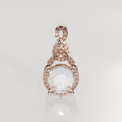 Round Diamond Pavé Teardrop Pendant - 3.00 ct - 14K Gold, rose front