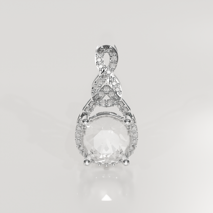 Round Diamond Pavé Teardrop Pendant - 3.00 ct - 14K Gold, white front