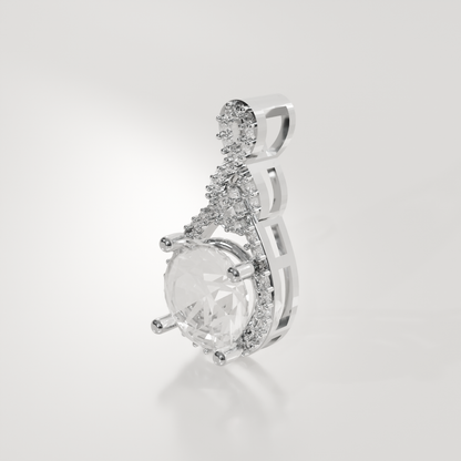 Round Diamond Pavé Teardrop Pendant - 3.00 ct - 14K Gold, white right