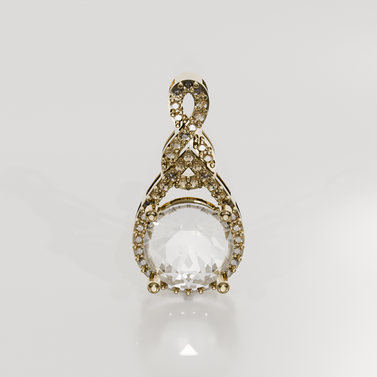 Round Diamond Pavé Teardrop Pendant - 3.00 ct - 14K Gold, yellow front