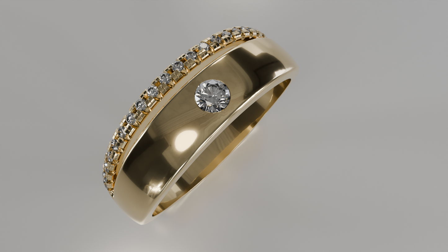 Diamond Accent Band Ring with Milgrain Detail