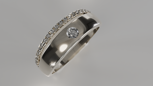 Diamond Accent Band Ring with Milgrain Detail