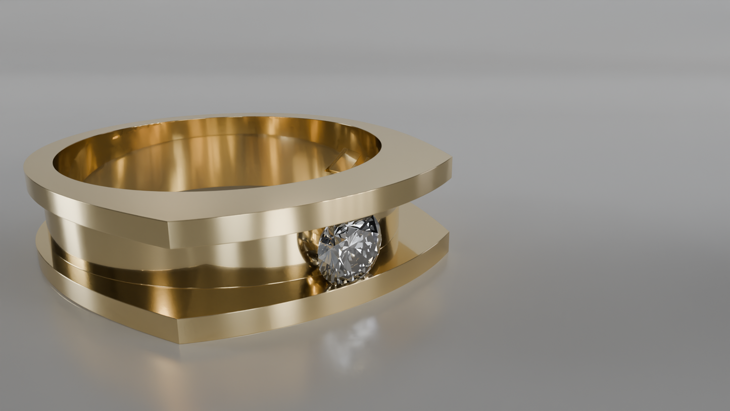 Modern Geometric Diamond Ring
