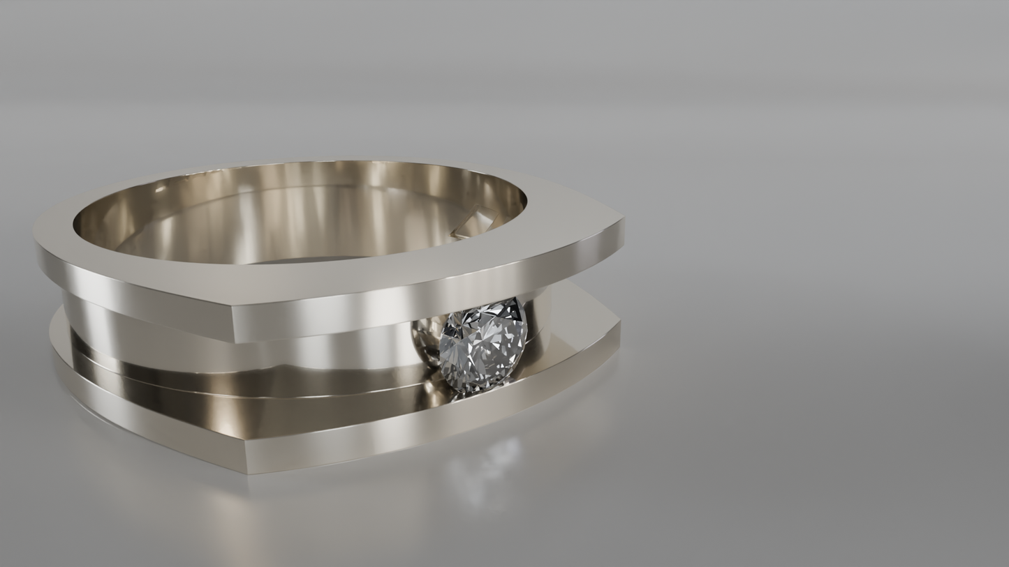 Modern Geometric Diamond Ring