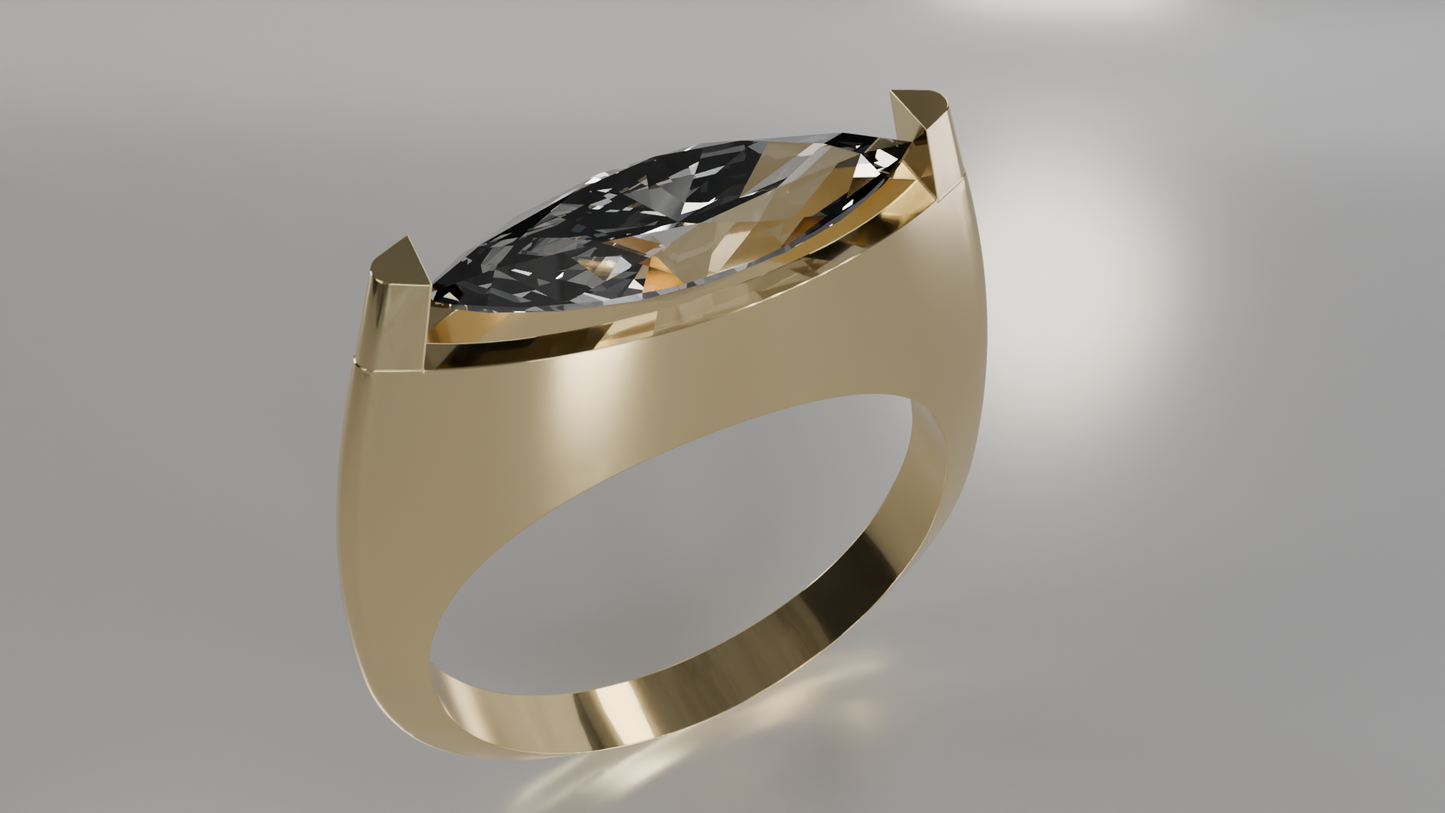 Modern Bezel Set Marquise Diamond Ring