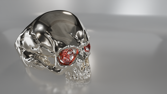 Bold Skull Ring with Gemstone Eyes