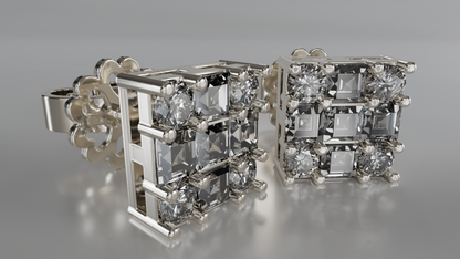 Regal Radiance Square Stud Earrings