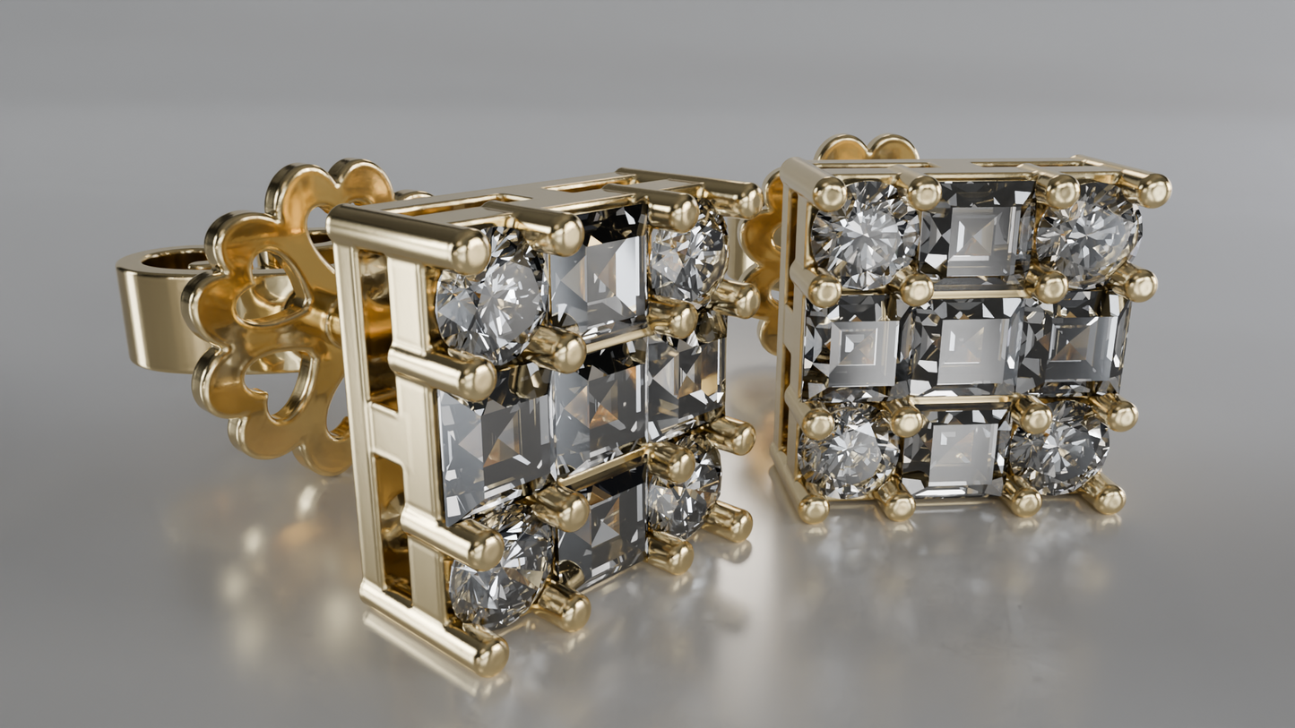 Regal Radiance Square Stud Earrings