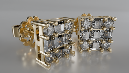 Regal Radiance Square Stud Earrings