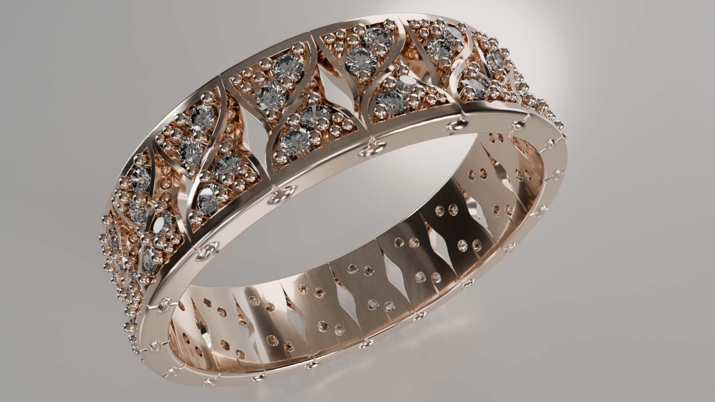 Diamond-Encrusted Openwork Statement Ring