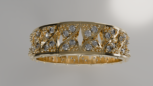 Diamond-Encrusted Openwork Statement Ring