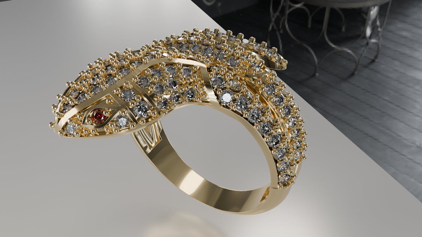 Diamond-Encrusted Snake Bangle Bracelet