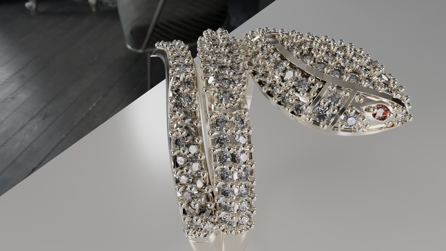 Diamond-Encrusted Snake Bangle Bracelet