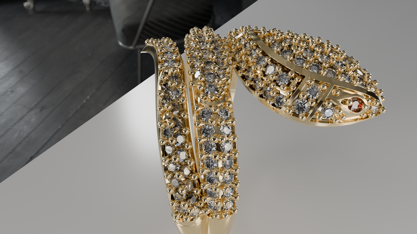 Diamond-Encrusted Snake Bangle Bracelet