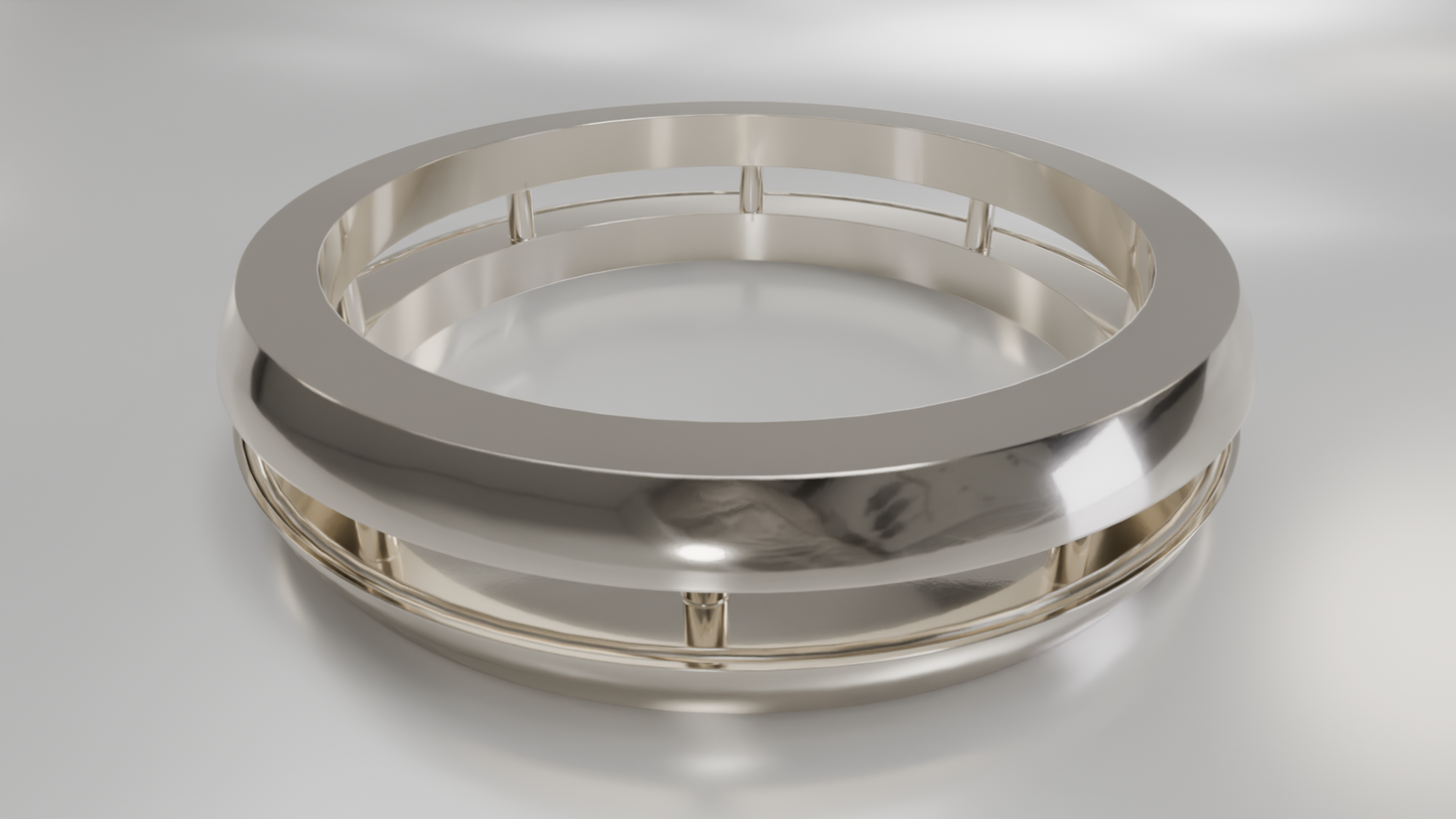 Modern Architectural Men's Gold Wedding Band