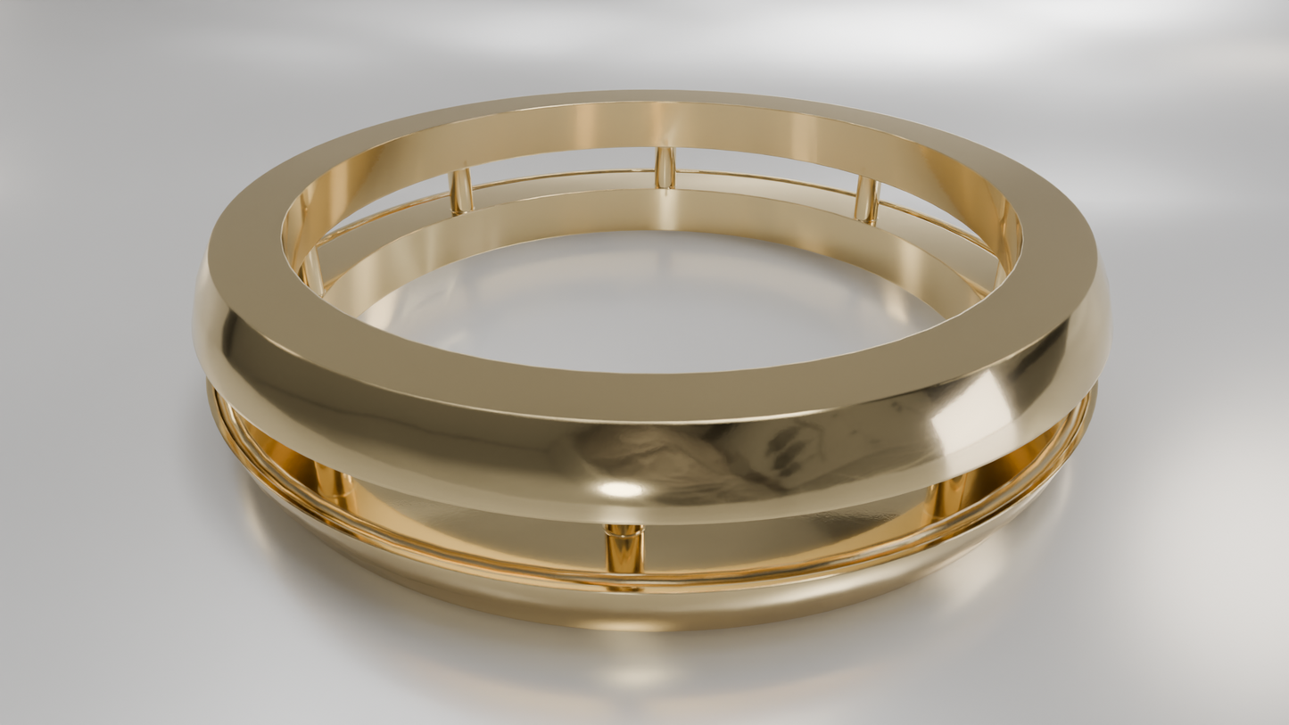 Modern Architectural Men's Gold Wedding Band