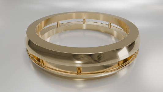 Modern Architectural Men's Gold Wedding Band