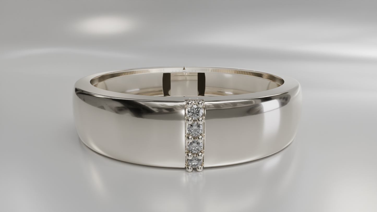 Modern Men's Gold Wedding Band with Diamond Accents