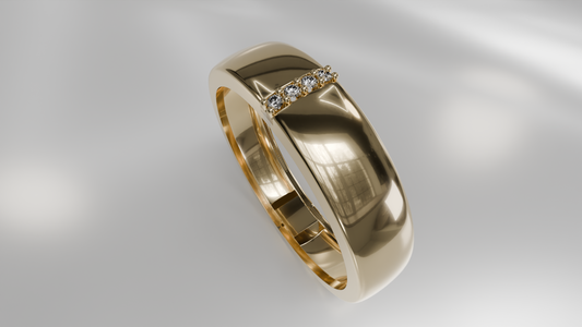Modern Men's Gold Wedding Band with Diamond Accents