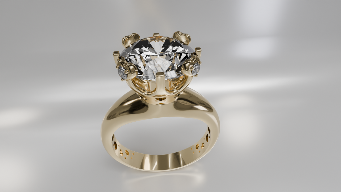 Vintage-Inspired Crown Setting Diamond Wedding Ring