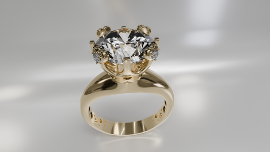 Vintage-Inspired Crown Setting Diamond Wedding Ring