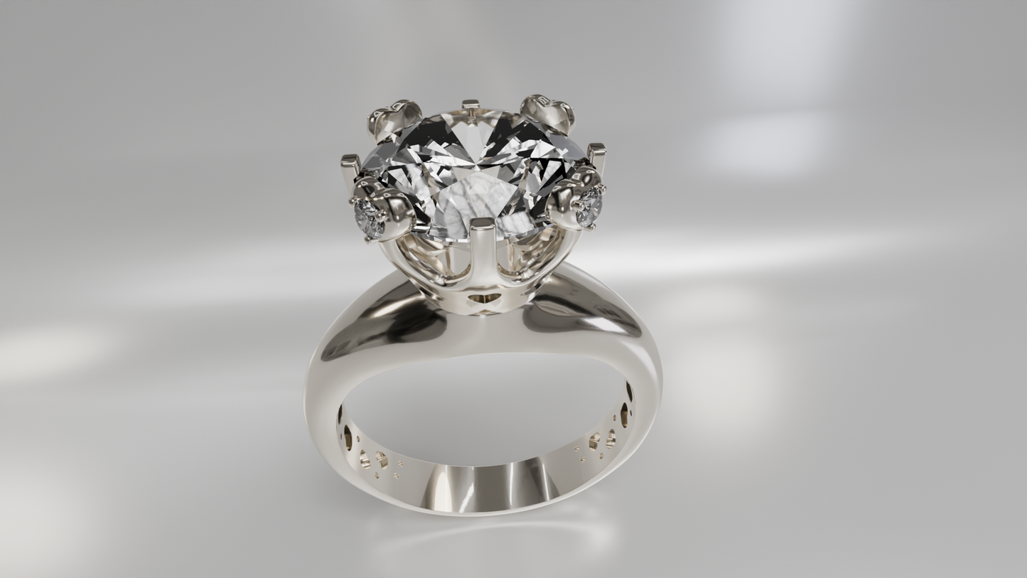 Vintage-Inspired Crown Setting Diamond Wedding Ring
