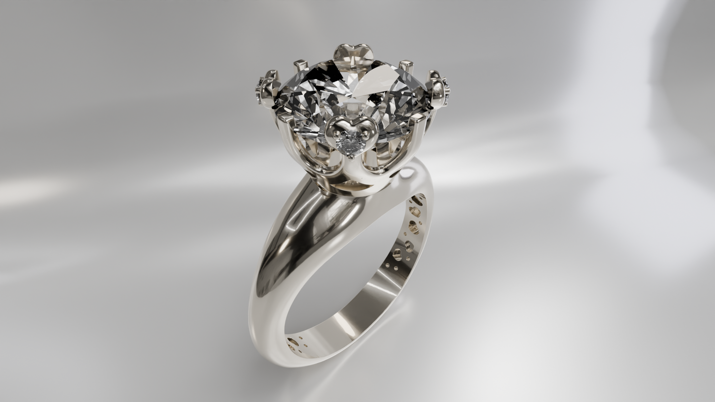 Vintage-Inspired Crown Setting Diamond Wedding Ring