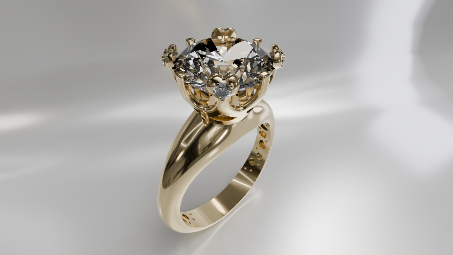 Vintage-Inspired Crown Setting Diamond Wedding Ring