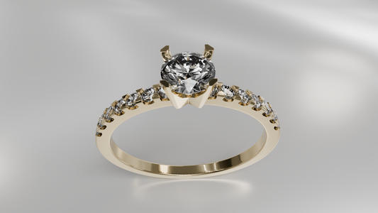 Classic Diamond Engagement Ring with Pave Band