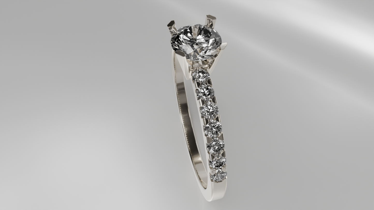 Classic Diamond Engagement Ring with Pave Band